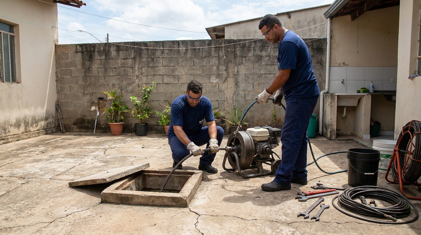 Desentupimento de esgoto residencial em Maceió‑AL