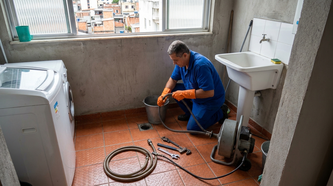 Desentupimento de ralo com equipamento em Maceió‑AL