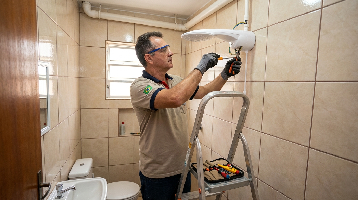 Instalação de chuveiro no banheiro em Maceió‑AL